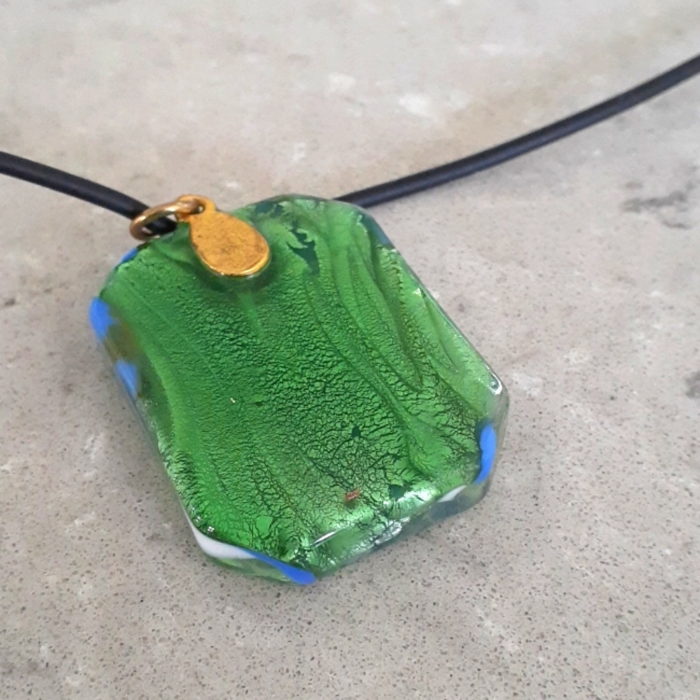 + Vintage fused art glass pendant necklace - Picture 6 of 7